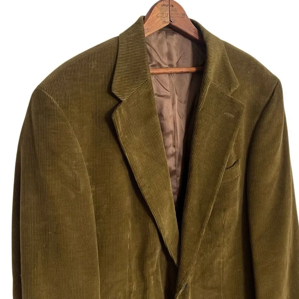 Lands' End Corduroy‎ Notch Lapel Two-Button 100% Cotton Blazer Tan Size 43L
